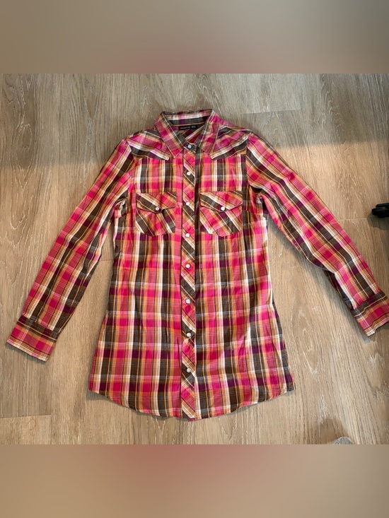 Atmosphere Tops - Atmosphere Pink Plaid Button-Down Shirt size small cotton